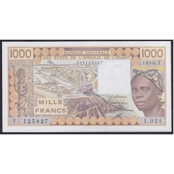 Того 1000 франков 1990 года, 585125827, Красивый номер! (TOGO 1000 francs 1990) P 807Tj: UNC