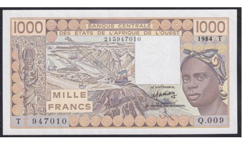 Того 1000 франков 1984 года (TOGO 1000 francs 1984) P 807Td: UNC
