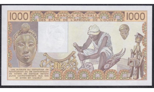 Того 1000 франков 1989 года, 180567 (TOGO 1000 francs 1989) P 807Ti: UNC