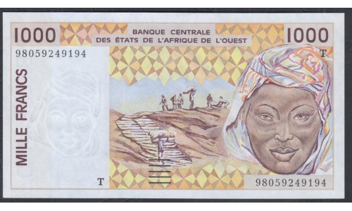 Того 1000 франков 1998 года (TOGO 1000 francs 1998) P 811Th: UNC