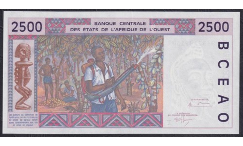 Того 2500 франков 1994 года, 9437508150(TOGO 1000 francs 1994) P 812Tc: UNC