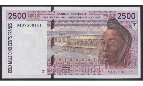 Того 2500 франков 1994 года, 9437508151 (TOGO 1000 francs 1994) P 812Tc: UNC