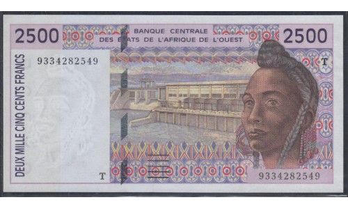Того 2500 франков 1993 (TOGO 1000 francs 1993) P812Tb: UNC