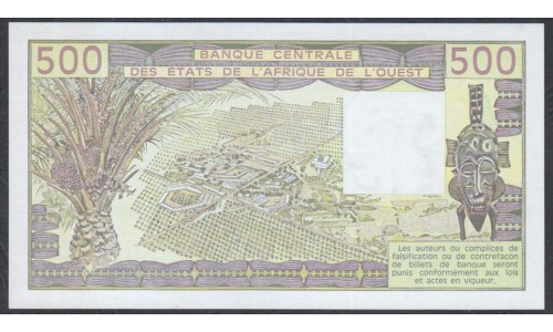 Того 500 франков 1987 года (TOGO 500 francs 1987) P806Tj: UNC