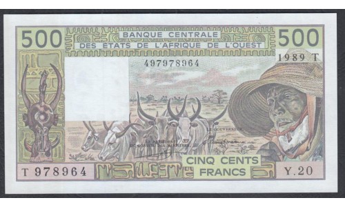 Того 500 франков 1989 года (TOGO 500 francs 1989) P 806Тk: UNC