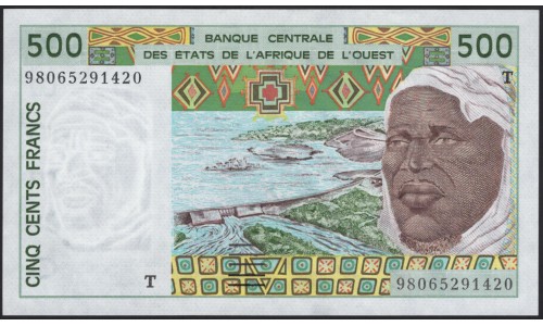 Того 500 франков 1998 года (TOGO 500 francs 1998) P 810Ti : UNC
