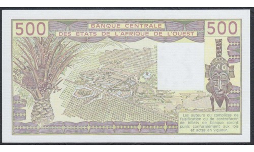 Того 500 франков 1990 года (TOGO 500 francs 1990) P806Tj: UNC