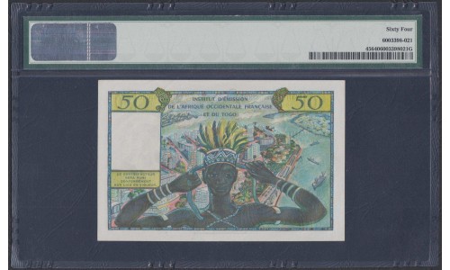 Того 50 франков 1956 года (TOGO 50 francs 1956) P45: UNC 64 PMG