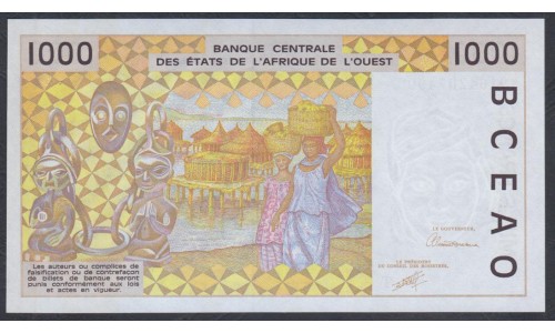 Того 1000 франков 1991 года (TOGO 1000 francs 1991) P811Ta: UNC