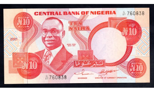 Нигерия 10 найра 2001 (NIGERIA 10 naira 2001) P 25f : UNC