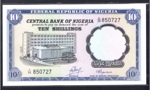 Нигерия 10 шиллингов (1968) (NIGERIA 10 shillings (1968)) P 11b : UNC