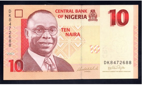 Нигерия 10 найра 2007 (NIGERIA 10 naira 2007) P 33b : UNC