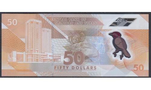 Тринидад и Тобаго 50 долларов 2020 года, полимер, серия АA (TRINIDAD & TOBAGO 50 Dollars 2020, Polymer) P W64: UNC