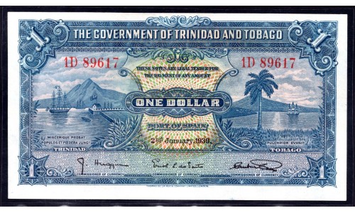 Тринидад и Тобаго 1 доллар 1939 года (TRINIDAD & TOBAGO 1 Dollar 1939) P5b: UNC