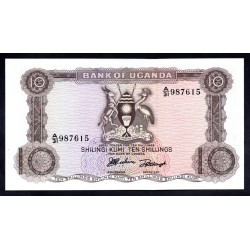 Уганда 10 шиллингов ND (1966 г.) (UGANDA 10 shillings ND (1966 g.)) P2a:Unc