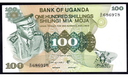 Уганда 100 шиллингов ND (1973 г.) (UGANDA 100 shillings ND (1973) P 9с: UNC