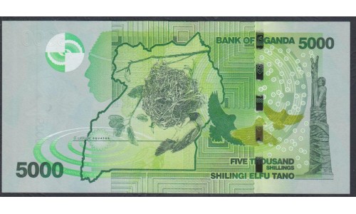 Уганда 5000 шиллингов 2015 г. (UGANDA  5000 shillings  2015) P 51d: UNC
