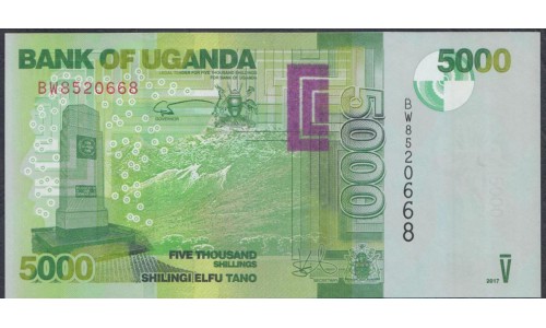 Уганда 5000 шиллингов 2017 г. (UGANDA  5000 shillings  2017) P 51e: UNC