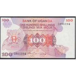 Уганда 100 шиллингов ND (1982 г.) (UGANDA 100 shillings ND (1982) P 19a: UNC