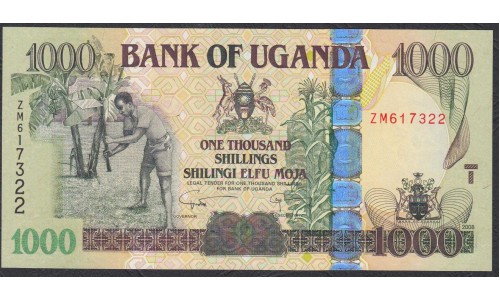 Уганда 1000 шиллингов 2008 г. (UGANDA 1000 shillings 2008) P 43c: UNC