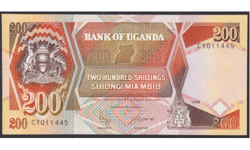 Уганда 200 шиллингов 1994 г. (UGANDA 200 shillings 1994) P 32b: UNC