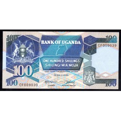 Уганда 100 шиллингов 1987 г. (UGANDA 100 shillings 1987) P 31а: UNC