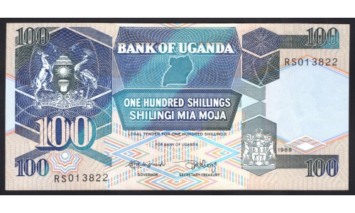 Уганда 100 шиллингов 1988 г. (UGANDA 100 shillings 1988) P 31b: UNC