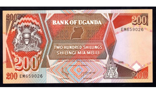 Уганда 200 шиллингов 1998 г. (UGANDA 200 shillings 1998 ) P 32b:  UNC