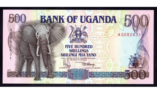 Уганда 500 шиллингов 1991 г. (UGANDA 500 shillings 1991) P 33а: UNC