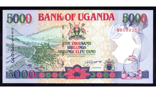 Уганда 5000 шиллингов 1993 г. (UGANDA  5000 shillings 1993) P 37а: UNC