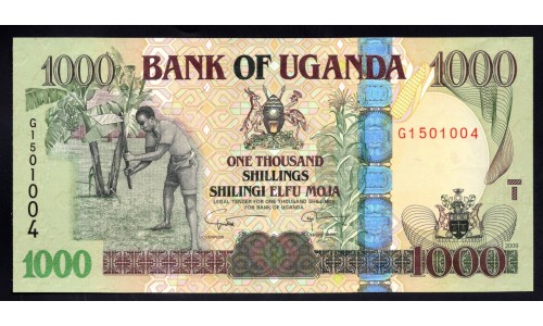 Уганда 1000 шиллингов 2009 г. (UGANDA 1000 shillings 2009) P 43d: UNC