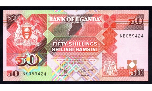 Уганда 50 шиллингов 1998 г. (UGANDA 50 shillings 1998) P 30с: UNC