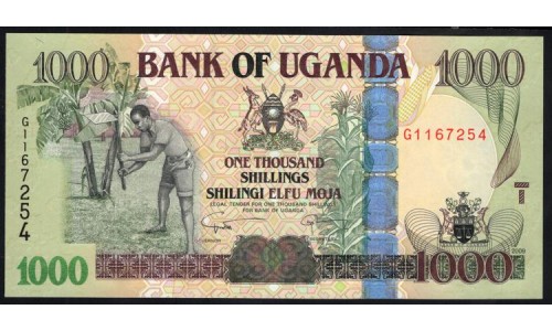 Уганда 1000 шиллингов 2009 г. (UGANDA 1000 shillings 2009) P 43d: UNC