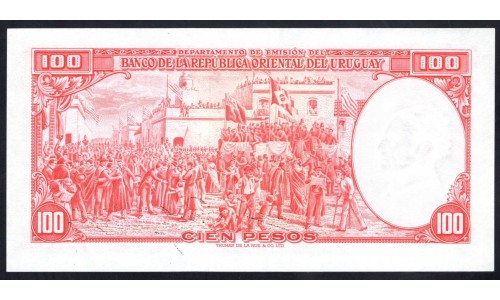 Уругвай 100 песо 1939 г. (URUGUAY 100 Pesos 1939) P39с:Unc