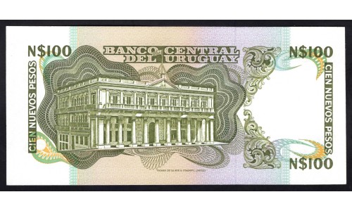Уругвай 100 песо ND (1987 г.) (URUGUAY 100 Nuevos Pesos ND (1987)) P62А:Unc