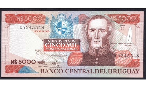 Уругвай 5000 новых песо 1983 года (URUGUAY 5000 Nuevos Pesos 1983) P65: UNC