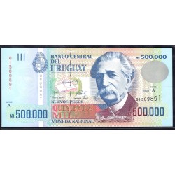 Уругвай 500000 песо 1992 г. (URUGUAY 500000 Nuevos Pesos 1992) P73:Unc