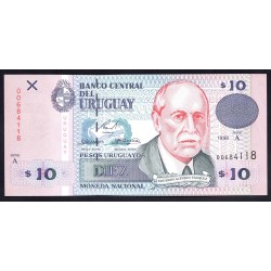 Уругвай 10 песо 1998 г. (URUGUAY 10 Pesos Uruguayos 1998) P81а:Unc