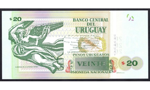 Уругвай 20 песо 2015 года (URUGUAY 20 Pesos Uruguayos 2015) P 93: UNC
