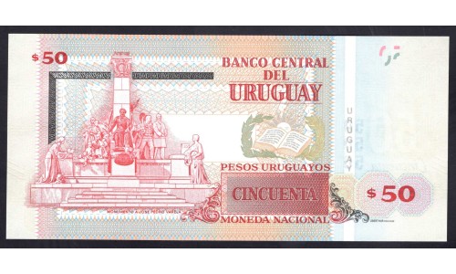 Уругвай 50 песо 2015 г. (URUGUAY 50 Pesos Uruguayos 2015) P94:Unc
