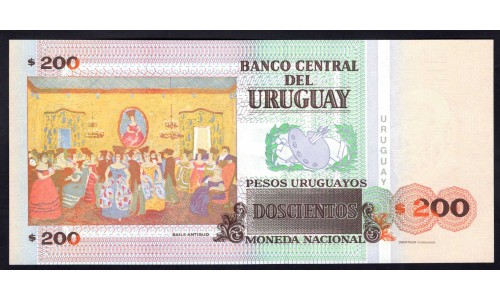 Уругвай 200 песо 2009 г. (URUGUAY 200 Pesos Uruguayos 2009) P89b: UNС