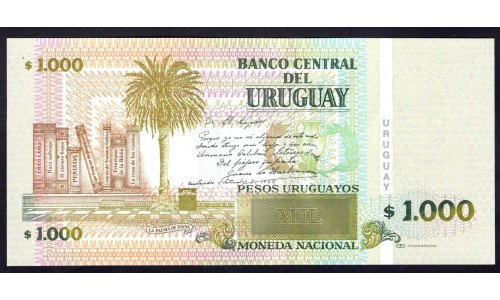 Уругвай 1000 песо 2008 г. (URUGUAY 1000 Pesos Uruguayos 2008) P91b:Unc