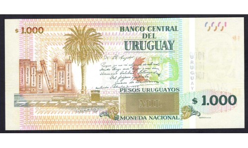 Уругвай 1000 песо 2015 г. (URUGUAY 1000 Pesos Uruguayos 2015) P98:Unc