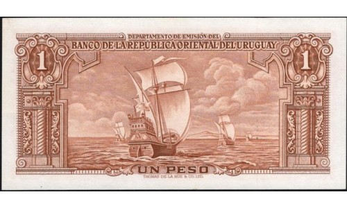 Уругвай 1 песо 1939 года, тёмный номер (URUGUAY 1 Peso 1939) P35b(3) : UNC