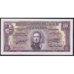 Уругвай 10 песо 1939 года, 4932782 (URUGUAY 10 Pesos 1939) P37d: UNC