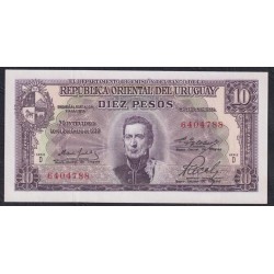 Уругвай 10 песо 1939(1967) года (URUGUAY 10 Pesos 1939(1967)) P 42b: UNC
