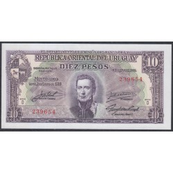 Уругвай 10 песо 1939 года (URUGUAY 10 Pesos 1939) P37d(1): aUNC/UNC