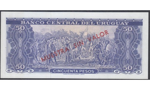 Уругвай 50 песо ND (1967 г.) ОБРАЗЕЦ! Реальный РАРИТЕТ!!! (URUGUAY 50 Pesos ND (1967) MUESTRA) P 46аs: UNC