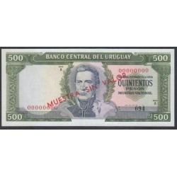 Уругвай 500 песо 1967 года, Образец! Реальный РАРИТЕТ!!! (URUGUAY 500 Pesos 1967, MUESTRA) P48: UNC
