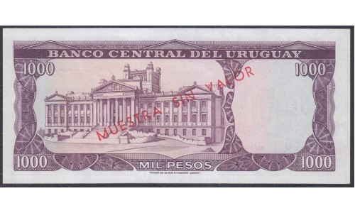 Уругвай 1000 песо 1967 года, Образец! Реальный РАРИТЕТ!!! (URUGUAY 1000 Pesos 1967, MUESTRA) P49: UNC